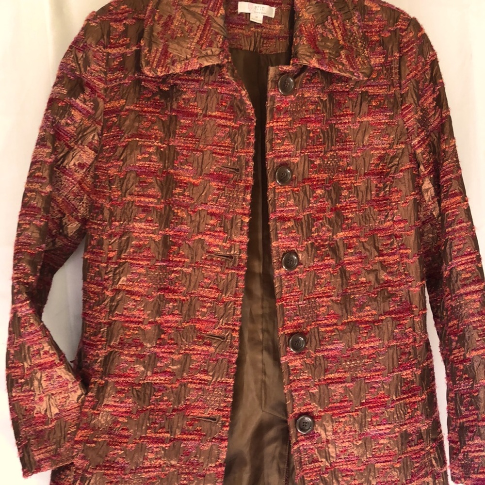 Erin London women textured knee length lightweight button coat, date nite impres